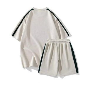 Winter Men's Shorts Sets Two Piece T-Shirt and Casual <b>Pants</b> 100% Cotton Breathable Fleece High Quality - Product Image 2