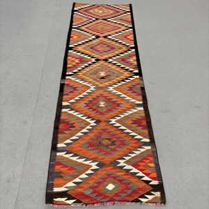 Tapis turc, tapis vintage 3x9,6 pieds, tapis en laine kilim orange - Product Image 1