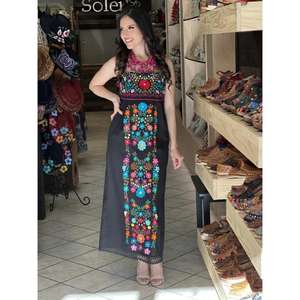 <b>Womens</b> White Strapless Floral Embroidered Maxi <b>Dress</b> Handmade Mexican Boho Ethnic Cotton Summer <b>Dress</b> - Product Image 4