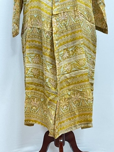 Indian Silk Floral Summer <b>Long</b> <b>Kimono</b> Boho <b>Robe</b> V-neck Drawstring Closure Beach Cover-Up Comfortable Dressing Gown Handmade - Product Image 3
