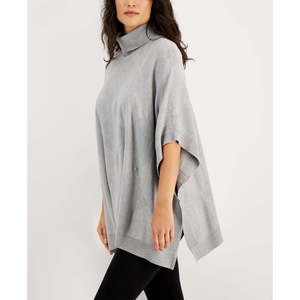 Poncho Maglione Donna Alfani Taglia XL con Collo Alto, Grigio, con Fiocco sul Colletto, Logo Frontale, Casual, Aperto, Traspirante, con Applicazioni per Autunno/Inverno - Product Image 1