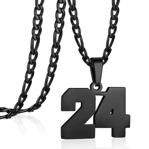 Grossiste Accessoires Bijoux Collier à pendentif en acier inoxydable noir Collier à chiffres arabes en argent pour hommes pour femmes - Product Image 4