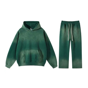 Vente chaude unisexe lavé à l'acide soleil fané séchage rapide coton polaire survêtements surdimensionnés respirant survêtements imprimé lâche hiver - Product Image 3