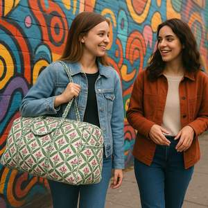 Jaipur imprimé matelassé léger coton sac de sport grand transport voyage week-end Sport Design cousu à la Machine facile à transporter Durable - Product Image 3