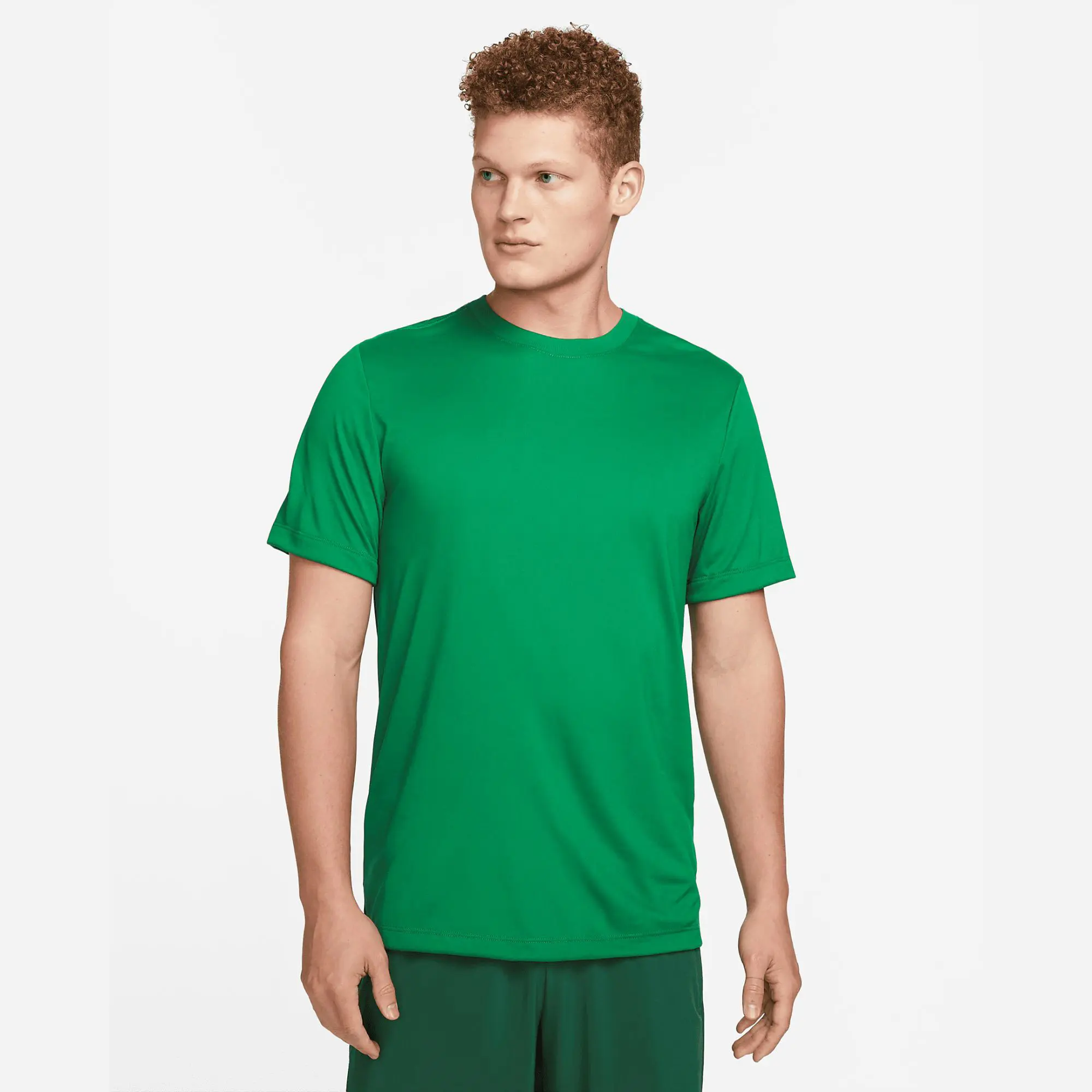 Camiseta deportiva XL para hombre, 100%, poliéster, verde pino, jersey de tela, ajuste estándar relajado con patrón de estampado de banda acanalada para el cuello
