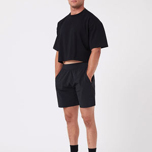 T-shirt uni en tricot surdimensionné avec logo personnalisé pour homme, coupe boxy 100% coton, épaules tombantes, streetwear de luxe de qualité - Product Image 6