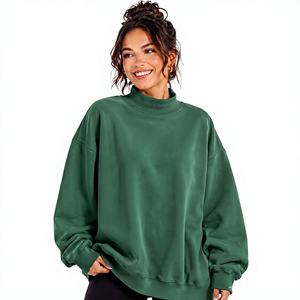 เสื้อสเวตเชิ้ตคอเต่าสีเหลืองมัสตาร์ดทรงโอเวอร์ไซส์ แขนยาว สไตล์ลำลอง สตรีทแวร์ รับผลิตแบบ OEM ODM ขายส่งเสื้อผ้า - Product Image 4