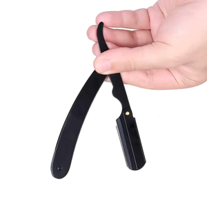 Afeitadora de peluquero plegable de acero inoxidable para cejas y barba, herramienta de cuchillo, maquinilla de afeitar de borde recto de peluquero profesional de ANAAIF - Product Image 6