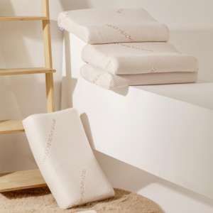 หมอนรองเตียงทำจากโฟมซิลิโคนไส้ใยโพลีเอสเตอร์100% สีขาวนุ่มใส่สบายไม่มีน้ำยาง6D สำหรับใช้ในบ้าน - Product Image 1