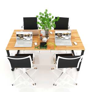 Modern 1.8m X 90cm <b>Office</b> Meeting <b>Table</b> with Rubber Wood Top & Iron Legs (Assembly Required) - Product Image 2