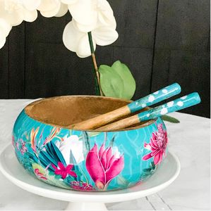 Ensaladera de Madera de Mango de Diseño Clásico, Pulida y de Lujo, Reutilizable, Ecológica, Tallada, Decorativa, con Esmalte Impreso para Comedor - Product Image 4