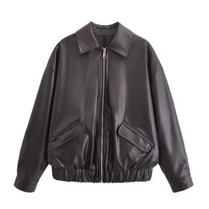 2025 automne nouveau produit mode décontracté vêtements pour femmes rétro polyvalent col court moto manteau veste haut - Product Image 1