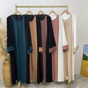 Alta calidad Dubai estilo modesto Hijab Abaya musulmán mujeres vestido transpirable Color sólido manga larga abierto Abaya Cardigan mujeres - Product Image 2