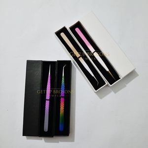 แหนบดึงขนตา GETUP BROSONS IMPEX รุ่น Slim Long Isolation แบบกำหนดเองได้ สองสี ด้ามจับเพชร ป้องกันแม่เหล็ก ทนทาน ทำจากสแตนเลส - Product Image 4