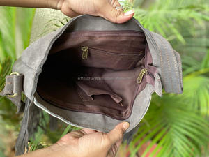 Bolso con flecos de piel de vaca real, bolso de cuero con estilo, pelo en juegos ocultos, bolsos hechos a mano bohemios de piedra en la India - Product Image 6