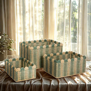 Panier de rangement ménager grande capacité pour vêtements, collations, jouets, organisateur en cordes de papier tissées, table - Product Image 6