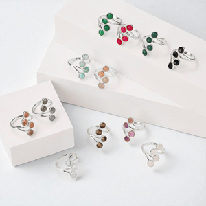 Banda ajustable de Plata de Ley 925, piedra solar redonda delicada, ajuste de bisel de piedras preciosas, joyería de compromiso Original para mujer - Product Image 2