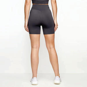 Squat proof & Wickable 78% Nylon 22% Elastane Booty Cut High Rise Fit Women's Sports 5 Inch Graphite Cycling Shorts - Product Image 2