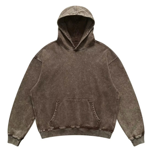 Sweat à capuche oversize vintage délavé à l'acide 460 GSM Coupe régulière Hommes Femmes Hiver Streetwear numérique Sweat à capuche décontracté tendance - Product Image 1