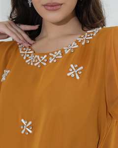 Nueva Llegada, Abaya Árabe Mukhawar Elegante Hecha a Mano de Manga Larga Antiarrugas para Adultos, Tela de Seda Lujosa de Primera Calidad para ORACIÓN - Product Image 3