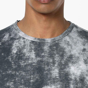 T-shirt pour homme en coton 100% de style vintage, lourd, surdimensionné, délavé à l'acide, style streetwear rétro, devant en coton long - Product Image 5