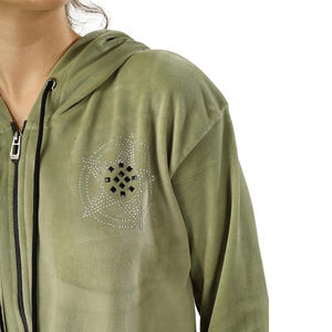 Ensemble de survêtement pour femme en velours de couleur personnalisée, veste d'hiver respirante à séchage rapide avec poches latérales avant, ensemble de survêtement en velours - Product Image 6