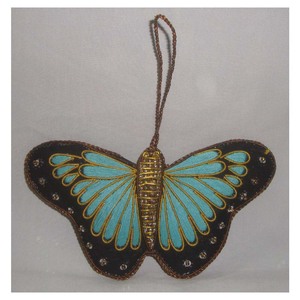 Elegant Exclusive <b>Ornaments</b> of Fabric Material Incredible <b>Butterfly</b> Shape on Beaded & Zari Embroidery Designs Hanging Decorative - Product Image 1