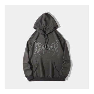 Sudadera con capucha desgastada lavada con ácido personalizada para hombre, jersey de corte cuadrado de invierno, apliques de diamantes de imitación, cuello forrado, corte con capucha de gran tamaño, coser - Product Image 1