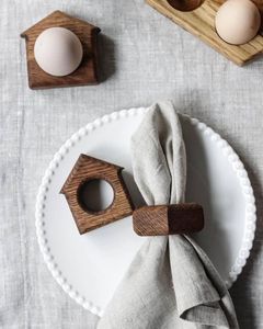 Servilleteros rústicos hechos a mano de madera maciza para decoración de cena de vacaciones mesa de boda y estilo de cocina - Product Image 6