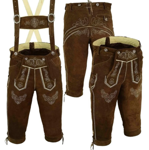 กางเกงหนัง bavaeian แบบลำลองของผู้ชายน้ำหนักเบาปักกระดุมที่หัวเข่าแบนมีไฟ - Product Image 3