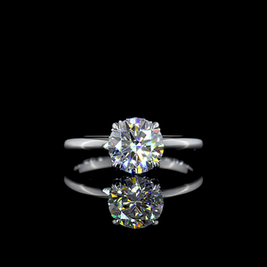 Anillo de Compromiso con Halo Oculto, Forma Redonda, Oro Blanco de 14K, 1.61 Quilates, Diseño Artesanal de Lujo para Novia - Product Image 3