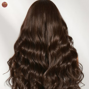 Peluca de Cabello Humano Virgen Brasileño con Ondas Naturales Color <span class=keywords><strong>Castaño</strong></span>, Peluca con Frente de Encaje Transparente para Mujer, Uso Diario y de Moda - Product Image 2