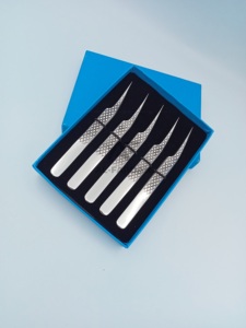 Sustainable Stainless Steel Silver Mirror Polish <b>Eyelash</b> <b>Tweezers</b> Straight Isolation Diamond Grip Lash Extension <b>Tweezer</b> - Product Image 3
