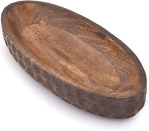 Bol à pâte en bois de manguier fait à la main, centre de table de style campagnard pour la décoration de la maison, plateau en bois pour les anniversaires, Noël, Halloween - Product Image 1