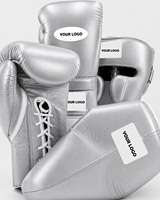 Ensemble de boxe professionnel en cuir véritable de qualité supérieure, avec gants de boxe à doigts entiers, anti-transpiration, neufs et authentiques.