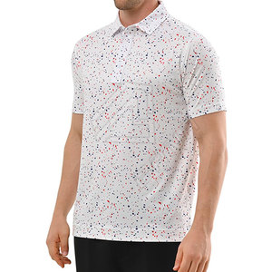 เสื้อกอล์ฟผู้ชายแขนสั้นผ้าโพลีเอสเตอร์แห้งสำหรับโปโลเสื้อยืดปักลายผ้าถักขายส่ง - Product Image 3