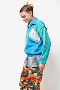 Veste de survêtement vintage des années 80 bleu turquoise couleur bloc femmes des années 90 fermeture éclair complète haut de survêtement sport veste manches détachables - Product Image 6