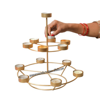 Support à Diya en Laiton à 3 Niveaux de Haute Qualité, Meilleure Vente, Écologique, Fait Main, Porte-Bougie en Métal pour Noël, Mariage, Décoration Intérieure