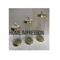 HOME IMPRESSION Recipiente de Almacenamiento de Cocina Multifuncional, Hecho a Mano, de Metal y Vidrio, Ecológico, con Diseño Floral Martillado, Personalizable