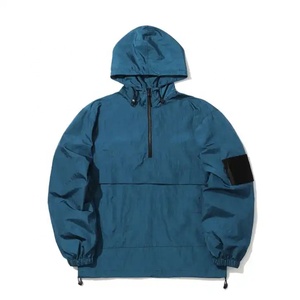 Chaqueta cortavientos de invierno para hombre al por mayor precio de fábrica oversize media cremallera con capucha 100% poliéster cuello levantado - Product Image 4