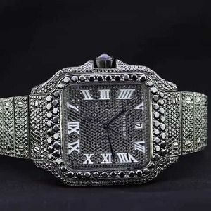 Reloj de lujo con esfera negra de 42mm para hombre, completamente automático, número romano VVS Moissanite, reloj de diamantes, joyería inteligente de moda de Timepie - Product Image 1