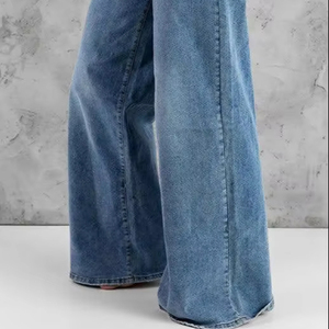 Haute qualité femmes pantalons et pantalons jambes larges Palazzo bleu Denim Slim Fit Vintage décontracté mode ventes entières - Product Image 1