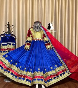 Vestido de algodón de tamaño personalizado Salwar Kameez de terciopelo afgano bordado tradicional hecho a mano afgano para mujer para fiesta boda venta para - Product Image 6