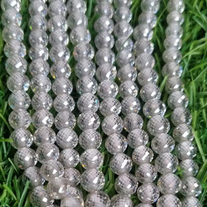 Cuentas facetadas de moissanita redondas blancas de grado AAA de 7,50mm, piedra de diamante personalizada para la fabricación de joyas, colgante de moissanita de 8mm - Product Image 1