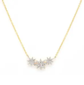 최고의 판매 제품 천연 3 스타 다이아몬드 목걸이 18k 순수 옐로우 골드 링크 체인 미니 스타 목걸이 쥬얼리 여자