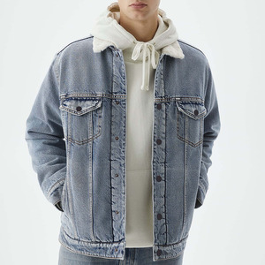 Veste en jean d'hiver pour homme, 100% coton, style vintage, fermeture à boutons réversible, design élégant à manches régulières, veste confortable et tendance - Product Image 3