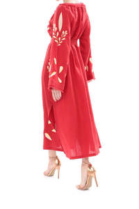 Nuevas mujeres bordadas mangas completas cuello en V Boho moda hecha a mano Ucrania vestidos largos completos - Product Image 4