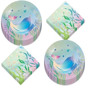 Assiettes en papier DAMAI Narwhal 7,9 pouces, vaisselle jetable pour décorations de fête d'enfants - Product Image 3
