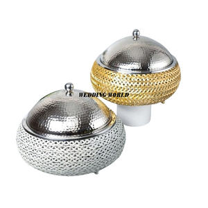 ชุดหม้อไฟแม่มุกสามชุดออกแบบเองหรูหราหม้อทรงกลมโต๊ะแฟนซีโลหะอุ่นอาหาร - Product Image 2