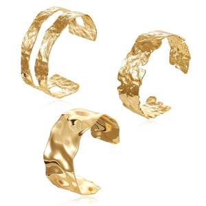 Brazalete y Anillo de Puño de Latón Chapado en Oro, Joyería Duradera Hecha a Mano para Mujer, Accesorio de Moda Étnico y Elegante para Bodas - Product Image 5